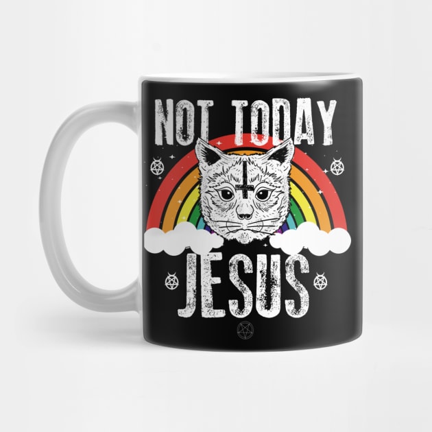 Not Today Jesus Rainbow Satanic Cat Gothic Gift Idea T-shirt by dconciente